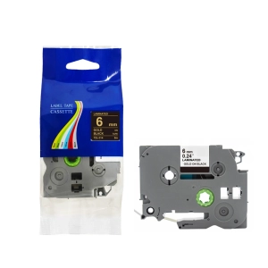 Taśma do Brother TZe-314 6mm 8m czarna taśma złoty napis