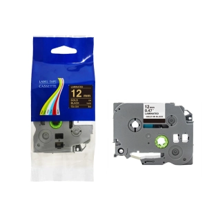 Taśma do Brother TZe-334 12mm 8m czarna taśma złoty napis