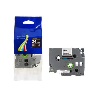 Taśma do Brother TZe-355 24mm 8m czarna taśma biały napis