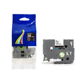 Taśma do Brother TZe-365 36mm 8m czarna taśma biały napis