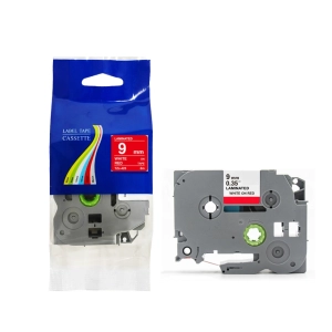 Taśma do Brother TZe-425 9mm 8m czerwona taśma biały napis