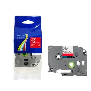 Taśma do Brother TZe-435 12mm 8m czerwona taśma biały napis