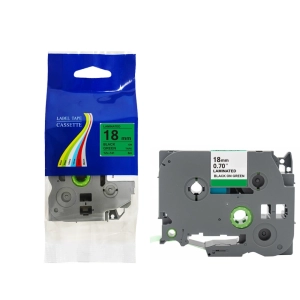 Taśma do Brother TZe-741 18mm 8m zielona taśma czarny napis