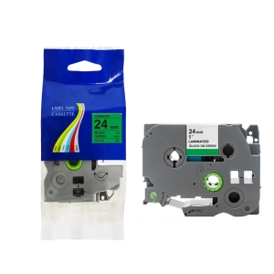 Taśma do Brother TZe-751 24mm 8m zielona taśma czarny napis