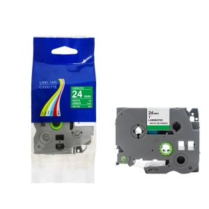 Taśma do Brother TZe-755 24mm 8m zielona taśma biały napis