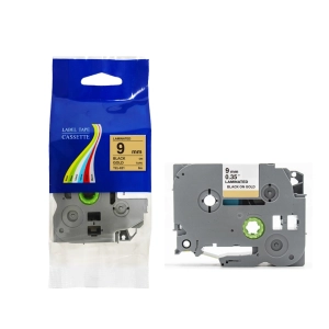 Taśma do Brother TZe-821 9mm 8m złota taśma czarny napis