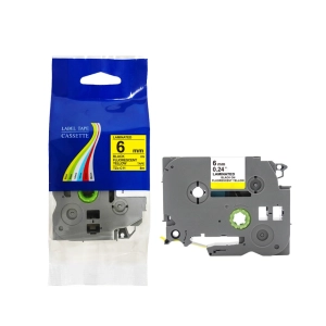 Taśma do Brother TZe-C11 6mm 8m żółta taśma czarny napis fluorescencyjna