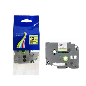 Taśma do Brother TZe-D31 12mm 8m zielona taśma czarny napis fluorescencyjna