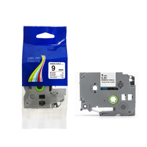 Taśma do Brother TZe-FX121 9mm 8m przeźroczysta taśma czarny napis flexi elastyczna