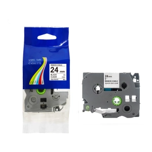 Taśma do Brother TZe-FX151 24mm 8m przeźroczysta taśma czarny napis flexi elastyczna