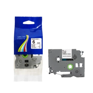 Taśma do Brother TZe-FX211 6mm 8m biała taśma czarny napis flexi elastyczna