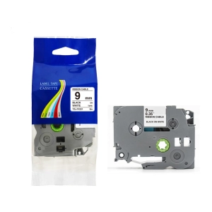 Taśma do Brother TZe-FX221 9mm 8m biała taśma czarny napis flexi elastyczna