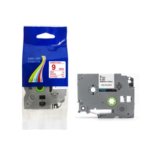 Taśma do Brother TZe-FX222 9mm 8m biała taśma czerwony napis flexi elastyczna