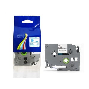 Taśma do Brother TZe-FX223 9mm 8m biała taśma niebieski napis  flexi elastyczna