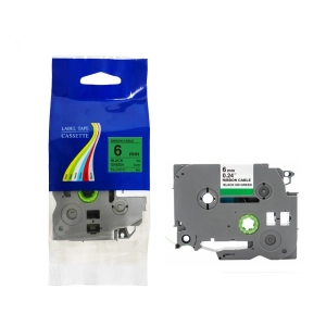 Taśma do Brother TZe-FX711 6mm 8m zielona taśma czarny napis flexi elastyczna