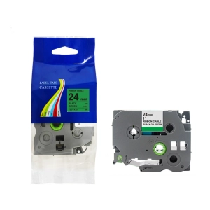 Taśma do Brother TZe-FX751 24mm 8m zielona taśma czarny napis flexi elastyczna