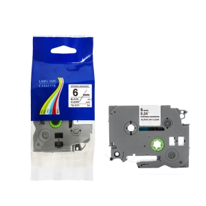 Taśma do Brother Tze-S111 6mm 8m przeźroczysta taśma czarny napis mocny klej strong