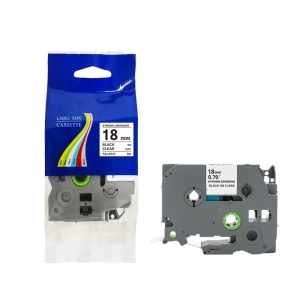 Taśma do Brother TZe-S141 18mm 8m przeźroczysta taśma czarny napis mocny klej strong