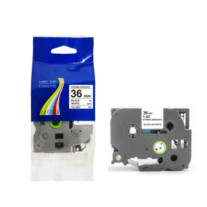 Taśma do Brother TZe-S261 36mm 8m biała taśma czarny napis mocny klej strong