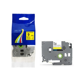 Taśma do Brother TZe-S621 9mm 8m żółta taśma czarny napis mocny klej strong