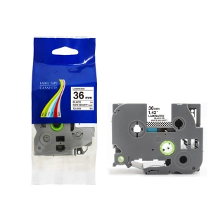 Taśma do Brother TZe-SE6 36mm 8m biała taśma czarny napis PLOMBOWA