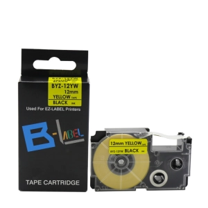 Taśma do Casio XR-12YW 12mm 8m żółta taśma czarny napis