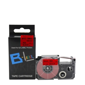 Taśma do Casio XR-18RD 18mm 8m czerwona  taśma czarny napis