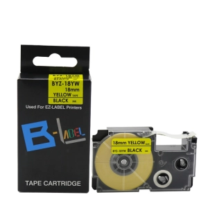 Taśma do Casio XR-18YW 18mm 8m żółta taśma czarny napis