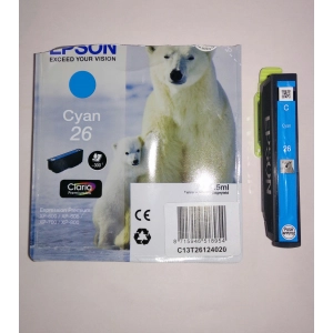 Tusz oryginalny T26124010 (T2612) Niebieski (rozerwane opakowanie, użyte tylko do instalacji)